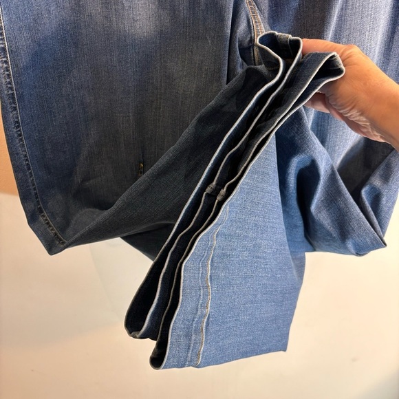 SPANX Sz 2X Wide Leg Pull On Jeans Mid Wash Front Seam High Rise Comfort Waist - Picture 6 of 12